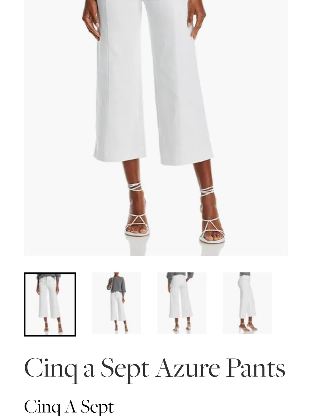 Cinq A Sept Azure White Wide-Leg Cropped Pants